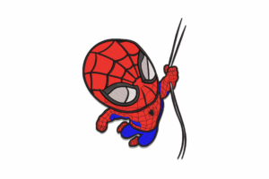 Chibi Spider-Man Swinging Embroidery Design