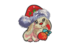 Christmas Bunny with Ornament Embroidery Design