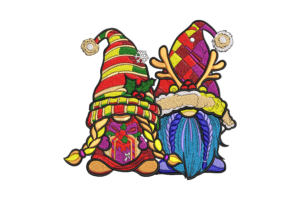 Christmas Couple Gnome Embroidery Design