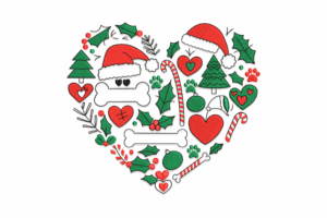 Christmas Dog Heart Embroidery Design