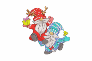 Christmas Gnome Couple Embroidery Design