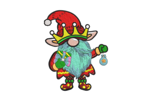 Christmas King Gnome Embroidery Design