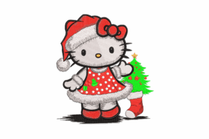 Christmas Kitty in Santa Outfit Embroidery Design