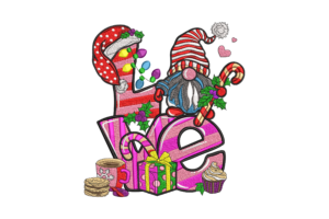 Christmas LOVE Gnome Embroidery Design