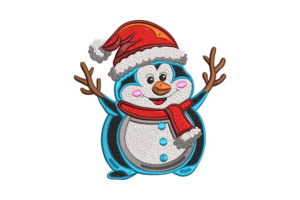 Christmas Penguin with Antlers Embroidery Design
