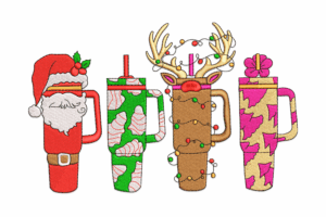 Christmas Tumbler Cups Embroidery Design