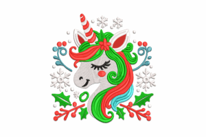 Christmas Unicorn Embroidery Design