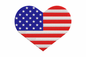 Classic American Flag Heart Embroidery Design