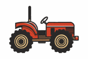 Classic Red Farm Tractor Embroidery Design