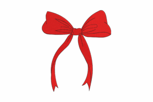 Classic Red Ribbon Bow Embroidery Design