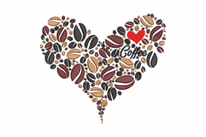 Coffee Bean Heart Embroidery Design
