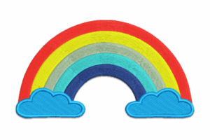 Colorful Rainbow with Clouds Embroidery Design
