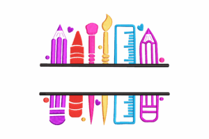 Colorful School Supplies Embroidery Design
