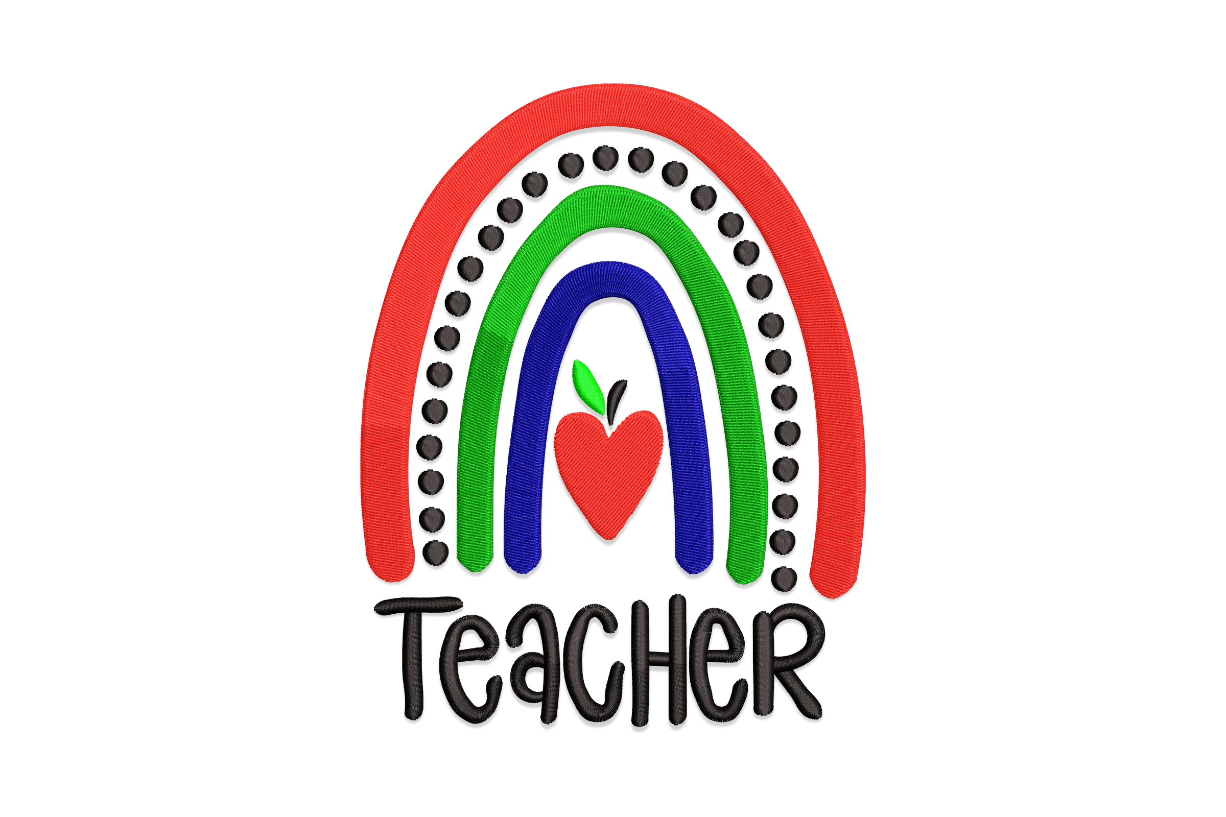 Colorful Teacher Rainbow Embroidery Design