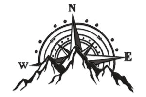 Compass with Mountains Embroidery Design