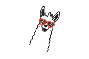 Cool Llama with Heart Sunglasses Embroidery Design
