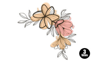 Corner Abstract Floral Embroidery Design