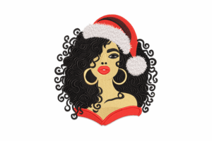 Curly Hair Santa Girl Embroidery Design