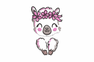 Cute Llama with Flower Crown Embroidery Design