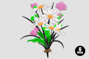 Daisy and Wildflower Bouquet Embroidery Design
