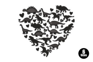 Dinosaur Heart Silhouette Embroidery Design