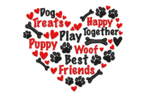 Dog Lover Word Art Heart Embroidery Design