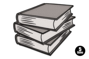 Educational Book Pile Embroidery Design