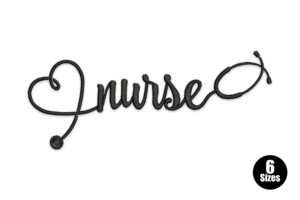 Elegant Nurse Stethoscope Script Embroidery Design