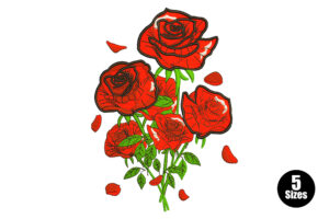 Elegant Red Roses Embroidery Design