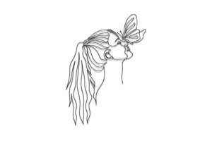 Elegant Woman with Butterfly Embroidery Design