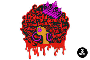 Empowered Black Woman with Crown Embroidery Design