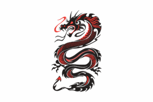 Fierce Red and Black Dragon Embroidery Design