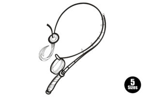 Fishing Rod with Hook Embroidery Design