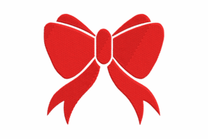 Flat Red Decorative Bow Embroidery Design