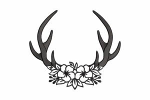 Floral Antlers Embroidery Design