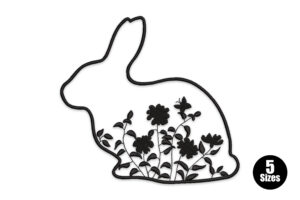 Floral Bunny Silhouette Embroidery Design