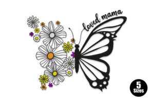 Floral Butterfly Loved Mama Embroidery Design