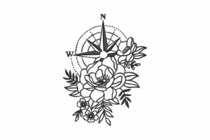 Floral Compass Machine Embroidery Design
