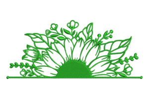 Floral Half Sunflower Embroidery Design