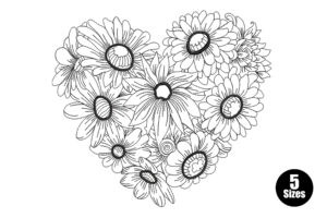 Floral Heart Outline Embroidery Design