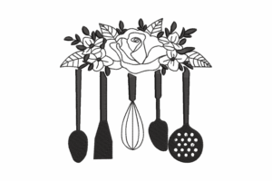 Floral Kitchen Utensils Embroidery Design