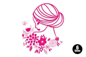 Floral Lady Line Art Embroidery Design