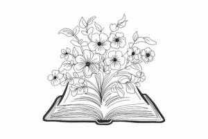 Floral Line Art Book Embroidery Design