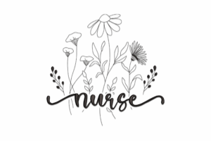 Floral Nurse Word Embroidery Design