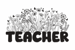 Floral Teacher Word Art Embroidery Design