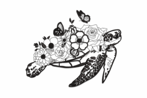 Floral Turtle with Butterflies Embroidery Design