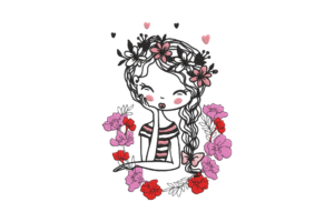 Flower Crown Girl Embroidery Design