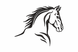Flowing Mane Horse Outline Embroidery Design