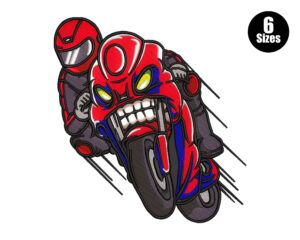 Free Cartoon Motorcycle Rider Embroidery Design