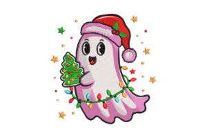 Free Cute Christmas Ghost Embroidery Design